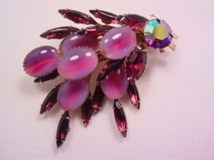 Purple and Striped Lavender-Purple Rhinestone Pin