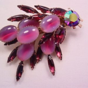 Purple and Striped Lavender-Purple Rhinestone Pin
