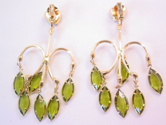 Olive Rhinestone Chandelier Earrings - Image 2