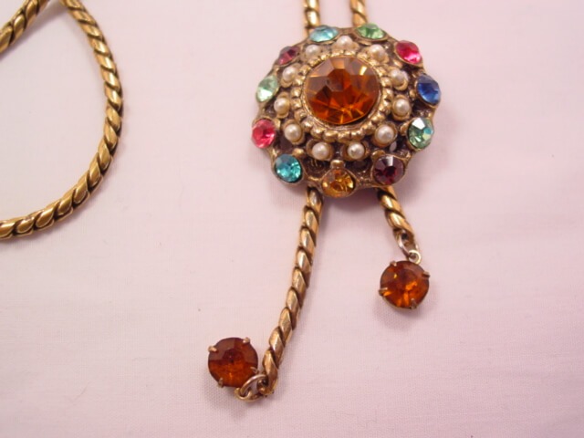 Old Multi-Color Rhinestone Slide Necklace - Image 2