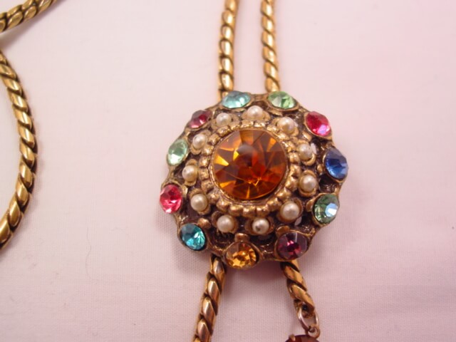 Old Multi-Color Rhinestone Slide Necklace - Image 3