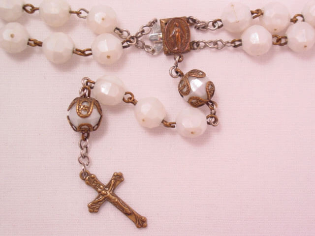 White Plastic Rosary Necklace - Image 2