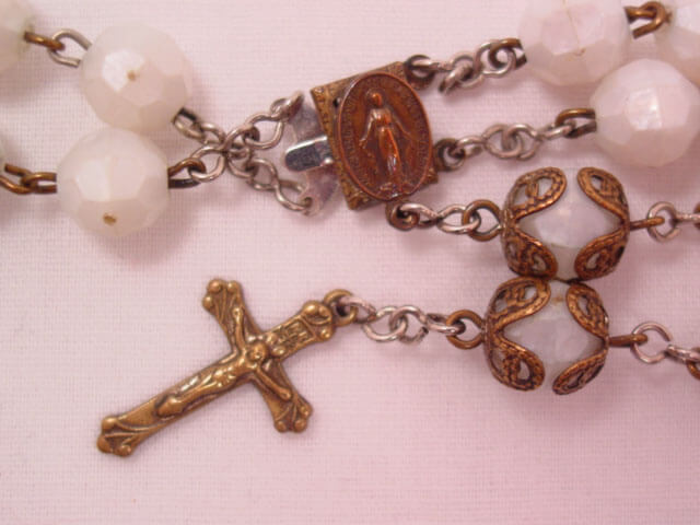 White Plastic Rosary Necklace - Image 3