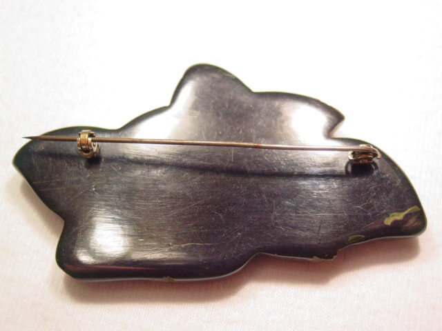 Beautiful Carved Dark Blue Bakelite Flower Pin - Image 2