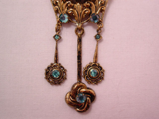 Czechoslovakian Cuckoo Clock with Aqua Rhinestones Pin - Image 3