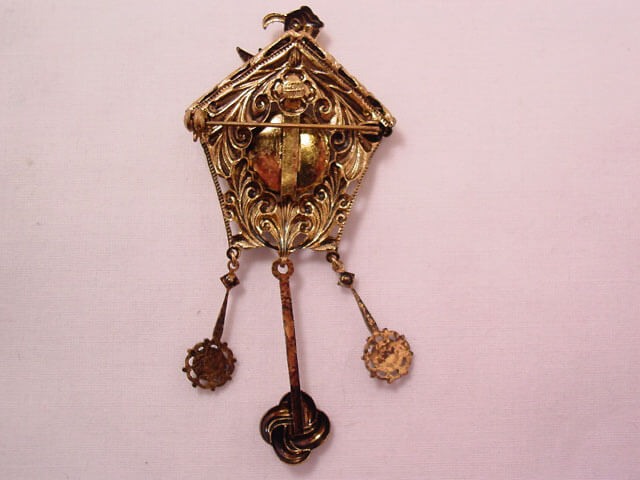 Czechoslovakian Cuckoo Clock with Aqua Rhinestones Pin - Image 4
