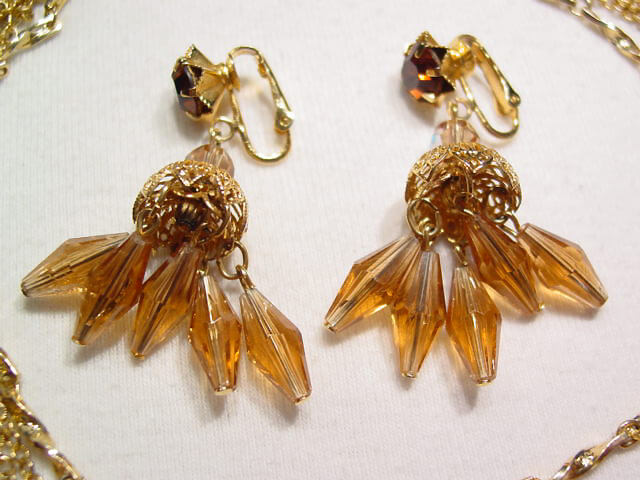 Smoky Topaz Colored Aurora Borealis Necklace and Earrings Set - Image 2