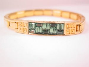 Givenchy Emerald Green Rhinestone Stretch Bracelet