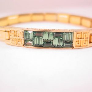 Givenchy Emerald Green Rhinestone Stretch Bracelet
