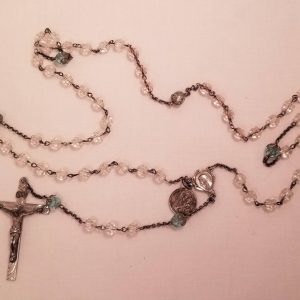 Sterling Rosary with Clear and Pale Aqua Glass Beads