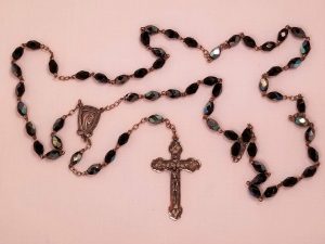 Black Aurora Borealis Glass Rosary