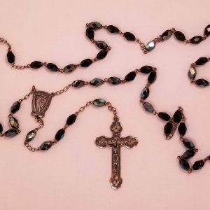 Black Aurora Borealis Glass Rosary