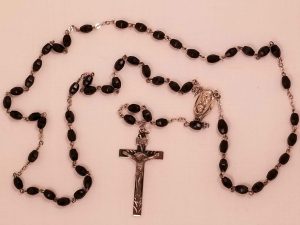 AFCO Sterling and Black Glass Rosary