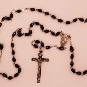 AFCO Sterling and Black Glass Rosary