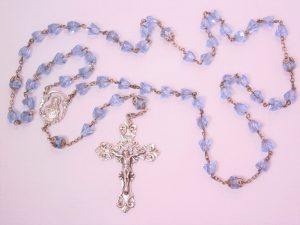 Beautiful Blue Crystal and Sterling Rosary
