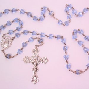 Beautiful Blue Crystal and Sterling Rosary