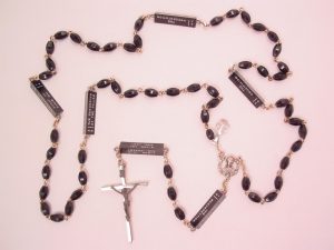 Black Plastic Mysteries on Prisms Rosary