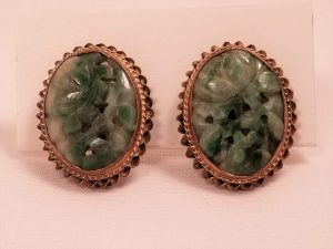 Carved Jade Gold-Filled Earrings