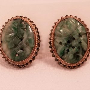 Carved Jade Gold-Filled Earrings