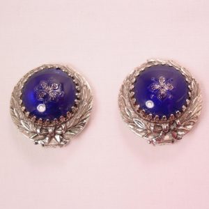 Cobalt Blue Glass and Laurel Whiting & Davis Earrings