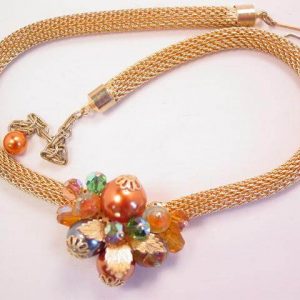 Fall-Colored Woven Metal Necklace