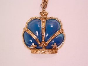 Huge Blue Plastic Crown Necklace
