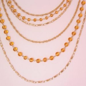Six-Strand Kramer Chain and Topaz Bead Necklace