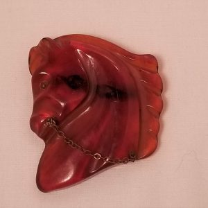 Old Plastic Brown Horsehead and Rein Pin