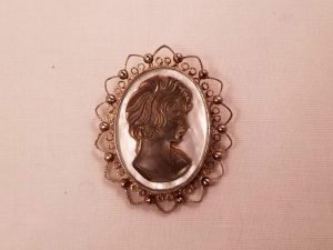 Sterling, Abalone and Mother of Pearl Alice Caviness Cameo Pin