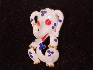 Adorable Enameled Patriotic Trifari Elephant Pin