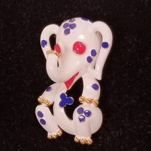 Adorable Enameled Patriotic Trifari Elephant Pin