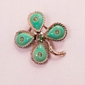 Green Enamel 4-Leaf Clover Scatter Pin