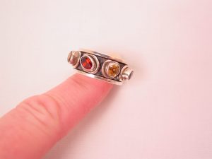 Citrine and Garnet Sterling Spinner Ring