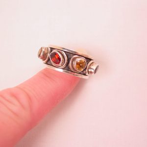 Citrine and Garnet Sterling Spinner Ring