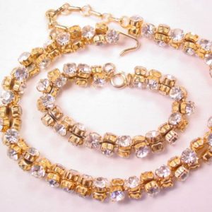 Dazzling Large Clear Rhinestone Twist Bracelet and Necklace Set