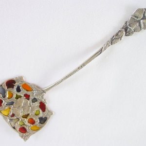 833 Silver and Plique-A-Jour Child's Food Pusher