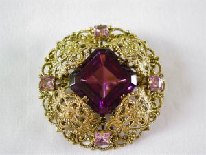 Beautiful Purple West German Filigree Pin