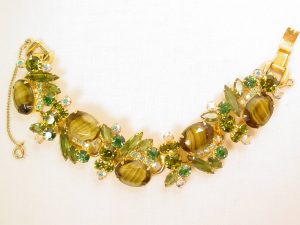 Chunky Brown and Olive Green Rhinestone D&E (Juliana) Bracelet
