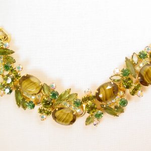 Chunky Brown and Olive Green Rhinestone D&E (Juliana) Bracelet