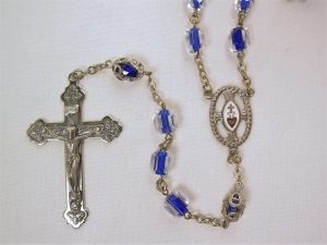 Cobalt Blue-Striped Crystal Rosary