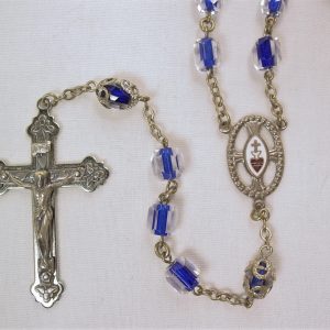 Cobalt Blue-Striped Crystal Rosary