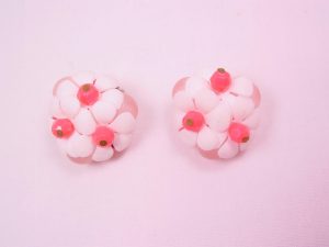 White and Pink Flowers Earrings