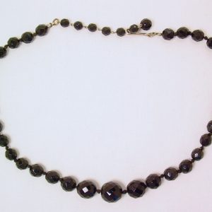Faceted Black Glass Beads Single-Strand Necklace Made in Austria
