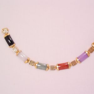 Chinese Onyx, Jade, Carnelian, Amethyst Bracelet