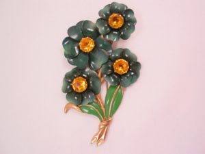 Huge Green Floral Fur Clip