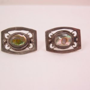Abalone and Sterling TNL Mexican Earrings