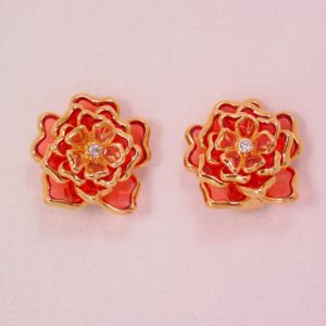 Joan Rivers Bright Pink Stained Glass Flower Earrings