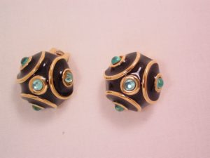 Black and Blue Polka-Dot KJL Earrings