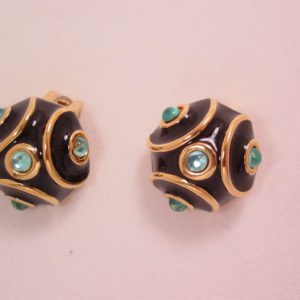 Black and Blue Polka-Dot KJL Earrings