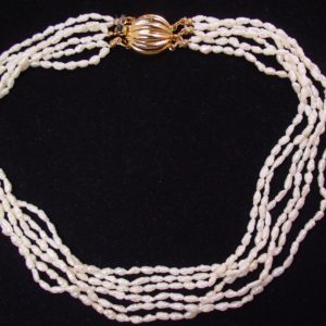 Elegant 6-Strand Tiny Cultured Pearls Necklace